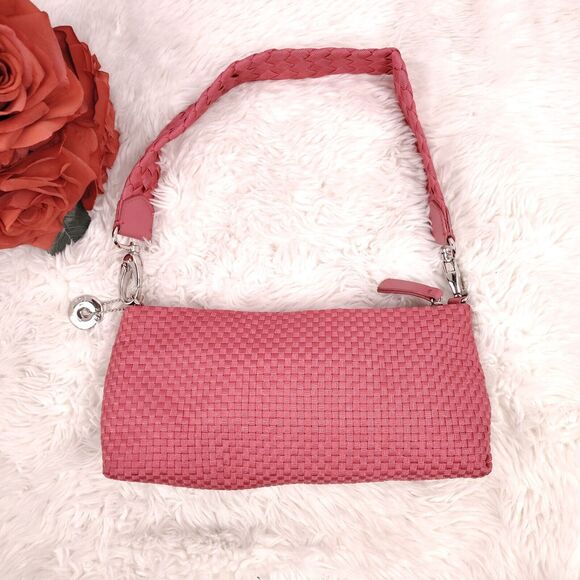 The Sak Small Pink Woven Silver Zipper & Charm Shoulder bag - Picture 2 of 13